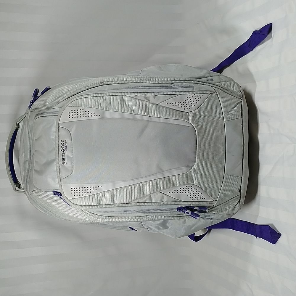 Samsonite VIZAIR Extra Large Silver/Purple Computer/Laptop Padded Backpack